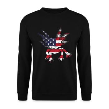 Axolotl American Flag Axolotl - Unisex Pullover - Schwarz - Vorne - Alina (178cm) & Michal (187cm)