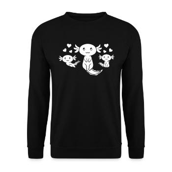 Axolotl with Hearts Kawaii Axolotls - Unisex Sweatshirt - black - Front - Alina (178cm) & Michal (187cm)