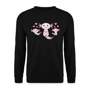 Axolotl avec cœurs Kawaii Axolotls Mignon Axolotls - Sweat-shirt Unisexe - noir - Devant - Alina (178cm) & Michal (187cm)
