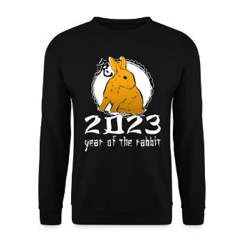 Personnage de lapin chinois Nouvel An 2023 - Sweat-shirt Unisexe - noir - Devant - Alina (178cm) & Michal (187cm)