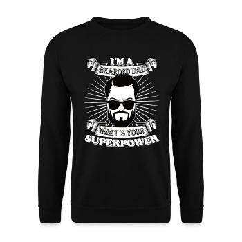 I ́m a bearded Dad what ́s your superpower - Unisex Sweatshirt - black - Front - Alina (178cm) & Michal (187cm)