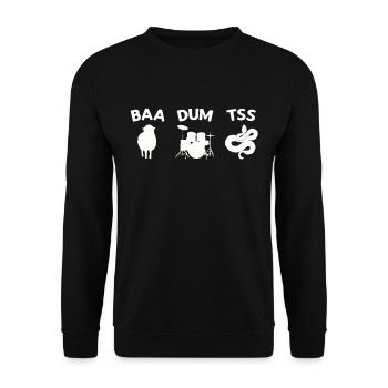 Drôle de jeu de mots Baa Dum Tss Shirt - Sweat-shirt Unisexe - noir - Devant - Alina (178cm) & Michal (187cm)