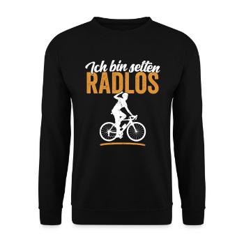 Ich bin selten radlos Biker Radfahrer Shirt - Unisex Pullover - Schwarz - Vorne - Alina (178cm) & Michal (187cm)