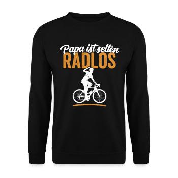 Papa ist selten radlos Biker Radfahrer Vater Shirt - Unisex Pullover - Schwarz - Vorne - Alina (178cm) & Michal (187cm)