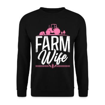 Farming Farmer Wife Tractor - Unisex Sweatshirt - black - Front - Alina (178cm) & Michal (187cm)
