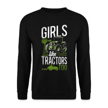 Farming Farmer Girl Tractor - Unisex Pullover - Schwarz - Vorne - Alina (178cm) & Michal (187cm)