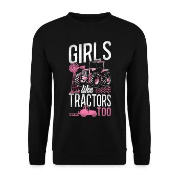 Farming Farmer Girl Tractor - Unisex Pullover - Schwarz - Vorne - Alina (178cm) & Michal (187cm)