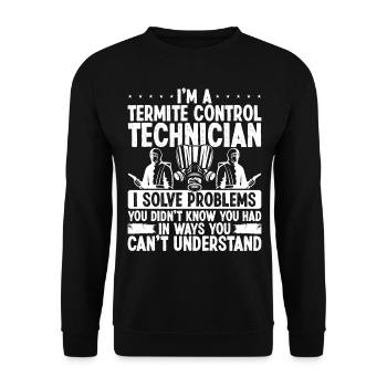 Termite Control Technician Solve Pest Controller - Unisex Pullover - Schwarz - Vorne - Alina (178cm) & Michal (187cm)