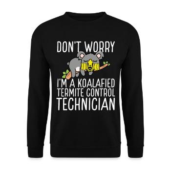Termite Control Technician Koalafied Pest Officer - Unisex Pullover - Schwarz - Vorne - Alina (178cm) & Michal (187cm)