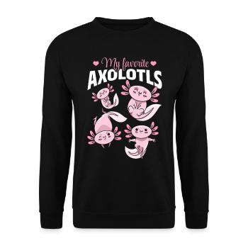 Kawaii Axolotls Mignon Axolotls - Sweat-shirt Unisexe - noir - Devant - Alina (178cm) & Michal (187cm)