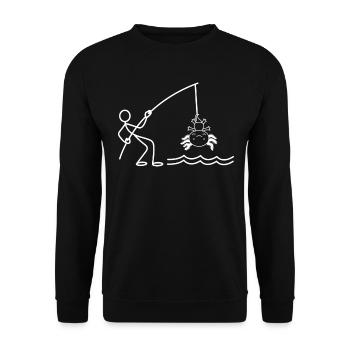 Funny Axolotl Stick Figure Axolotl Fishing - Unisex Pullover - Schwarz - Vorne - Alina (178cm) & Michal (187cm)
