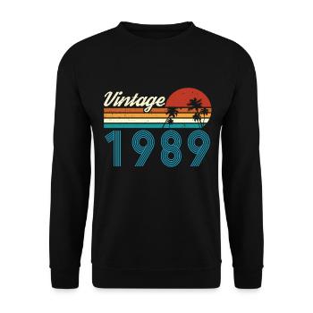 Vintage 1989 Vintage Anniversaire Rétro Vintage - Sweat-shirt Unisexe - noir - Devant - Alina (178cm) & Michal (187cm)
