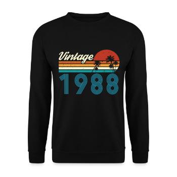 Vintage 1988 Vintage Anniversaire Rétro Vintage - Sweat-shirt Unisexe - noir - Devant - Alina (178cm) & Michal (187cm)