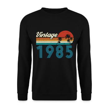 Vintage 1985 Vintage Anniversaire Rétro Vintage - Sweat-shirt Unisexe - noir - Devant - Alina (178cm) & Michal (187cm)