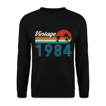 Vintage 1984 Vintage Anniversaire Rétro Vintage - Sweat-shirt Unisexe - noir - Devant - Alina (178cm) & Michal (187cm)