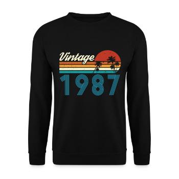 Vintage 1987 Vintage Birthday Retro Vintage - Unisex Sweatshirt - black - Front - Alina (178cm) & Michal (187cm)