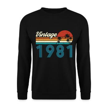 Vintage 1981 Vintage Anniversaire Rétro Vintage - Sweat-shirt Unisexe - noir - Devant - Alina (178cm) & Michal (187cm)