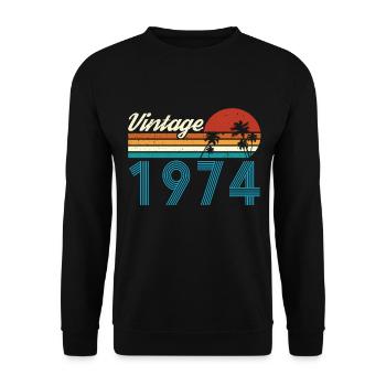 Vintage 1974 Vintage Anniversaire Rétro Vintage - Sweat-shirt Unisexe - noir - Devant - Alina (178cm) & Michal (187cm)