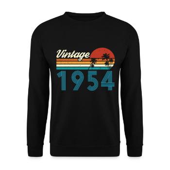 Vintage 1954 Vintage Birthday Retro Vintage - Unisex Sweatshirt - black - Front - Alina (178cm) & Michal (187cm)