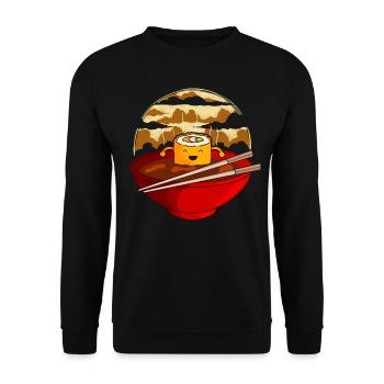 Kawaii Sushi Ramen Japanisch - Unisex Pullover - Schwarz - Vorne - Alina (178cm) & Michal (187cm)