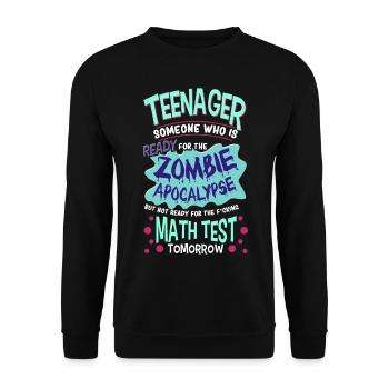 Drôle d’école d’adolescent Zombie Apocalypse - Sweat-shirt Unisexe - noir - Devant - Alina (178cm) & Michal (187cm)