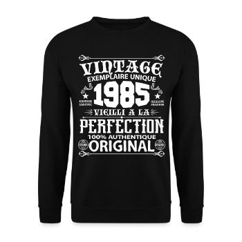 1985 Vintage Anniversaire 1985 exemplaire unique - Sweat-shirt Unisexe - noir - Devant - Alina (178cm) & Michal (187cm)