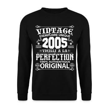 2005 Vintage Anniversaire 2005 exemplaire unique - Sweat-shirt Unisexe - noir - Devant - Alina (178cm) & Michal (187cm)