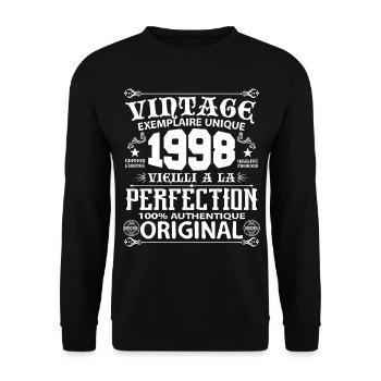 1998 Vintage Anniversaire 1998 exemplaire unique - Sweat-shirt Unisexe - noir - Devant - Alina (178cm) & Michal (187cm)
