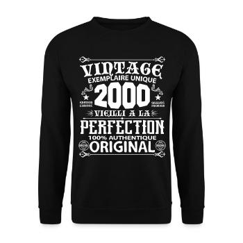 2000 Vintage Anniversaire 2000 exemplaire unique - Sweat-shirt Unisexe - noir - Devant - Alina (178cm) & Michal (187cm)