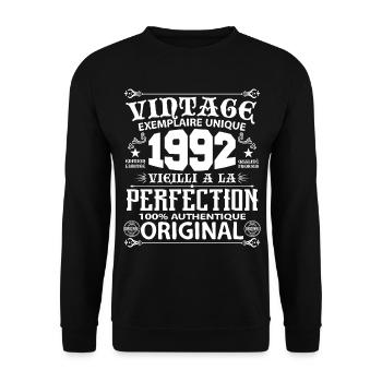 1992 Vintage Anniversaire 1992 exemplaire unique - Sweat-shirt Unisexe - noir - Devant - Alina (178cm) & Michal (187cm)