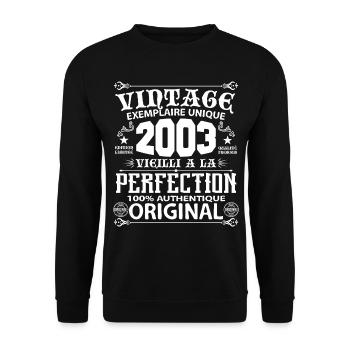2003 Vintage Anniversaire 2003 exemplaire unique - Sweat-shirt Unisexe - noir - Devant - Alina (178cm) & Michal (187cm)