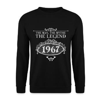1967| Vintage Legend seit 1967 Geburtstag - Unisex Pullover - Schwarz - Vorne - Alina (178cm) & Michal (187cm)