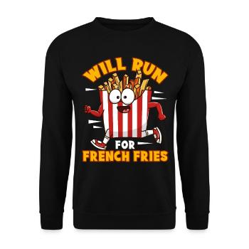 Français Frites Mignonnes Kawaii Drôles - Sweat-shirt Unisexe - noir - Devant - Alina (178cm) & Michal (187cm)