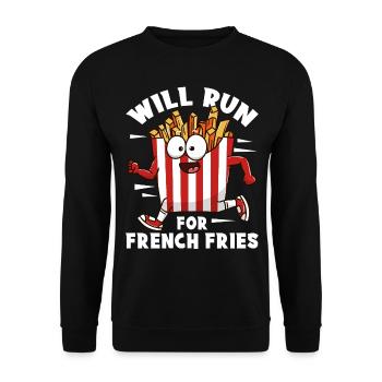 Français Frites Mignonnes Kawaii Drôles - Sweat-shirt Unisexe - noir - Devant - Alina (178cm) & Michal (187cm)