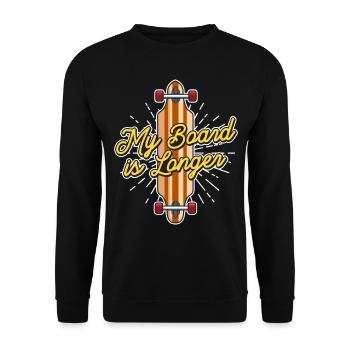 Ma planche est un longboarder - Sweat-shirt Unisexe - noir - Devant - Alina (178cm) & Michal (187cm)