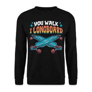 You Go I Longboard Drôle de Longboard - Sweat-shirt Unisexe - noir - Devant - Alina (178cm) & Michal (187cm)