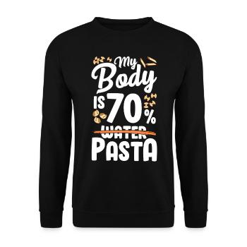 Mein Körper Besteht Zu 70 % Aus Nudeln - Unisex Pullover - Schwarz - Vorne - Alina (178cm) & Michal (187cm)