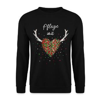 Pflegerin Mit Herz Pflege Weihnachtsgeschenk X-Mas - Unisex Pullover - Schwarz - Vorne - Alina (178cm) & Michal (187cm)