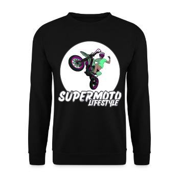 Supermoto / Supermotard / Supermoto Wheelie Biker - Unisex Sweatshirt - black - Front - Alina (178cm) & Michal (187cm)