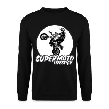 Supermoto / Supermotard / Supermoto Wheelie Biker - Unisex Sweatshirt - black - Front - Alina (178cm) & Michal (187cm)