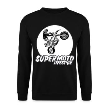 Supermoto / Supermotard / Supermoto Wheelie Biker - Unisex Sweatshirt - black - Front - Alina (178cm) & Michal (187cm)