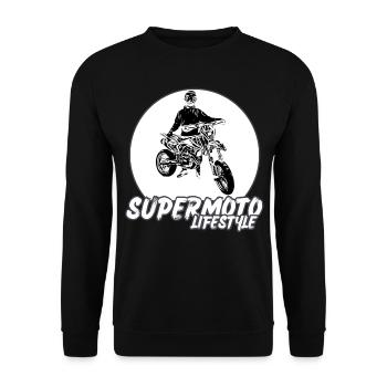 Supermoto / Supermotard / Supermoto Wheelie Biker - Unisex Sweatshirt - black - Front - Alina (178cm) & Michal (187cm)