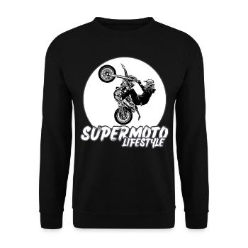 Supermoto / Supermotard / Supermoto Wheelie Biker - Unisex Sweatshirt - black - Front - Alina (178cm) & Michal (187cm)