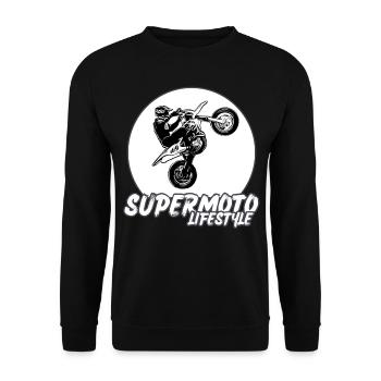 Supermoto / Supermotard / Supermoto Wheelie Biker - Unisex Sweatshirt - black - Front - Alina (178cm) & Michal (187cm)