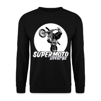 Supermoto / Supermotard / Supermoto Wheelie Biker - Unisex Sweatshirt - black - Front - Alina (178cm) & Michal (187cm)