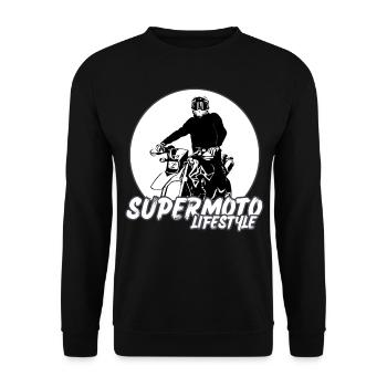 Supermoto / Supermotard / Supermoto Wheelie Biker - Unisex Sweatshirt - black - Front - Alina (178cm) & Michal (187cm)