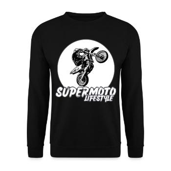 Supermoto / Supermotard / Supermoto Wheelie Bikers - Unisex Sweatshirt - black - Front - Alina (178cm) & Michal (187cm)