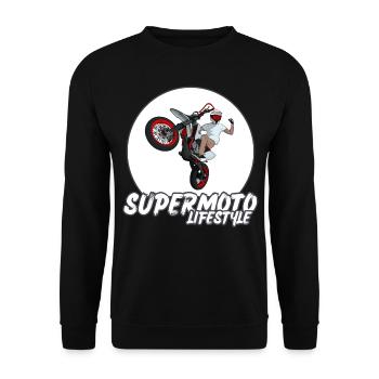 Supermoto / Supermotard / Supermoto Wheelie Bikers - Unisex Sweatshirt - black - Front - Alina (178cm) & Michal (187cm)