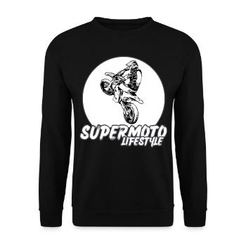 Supermoto / Supermotard / Supermoto Wheelie Biker - Unisex Sweatshirt - black - Front - Alina (178cm) & Michal (187cm)