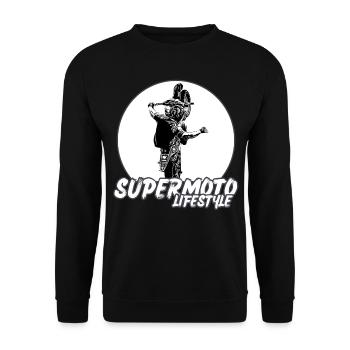Supermoto / Supermotard / Supermoto Wheelie Biker - Unisex Sweatshirt - black - Front - Alina (178cm) & Michal (187cm)